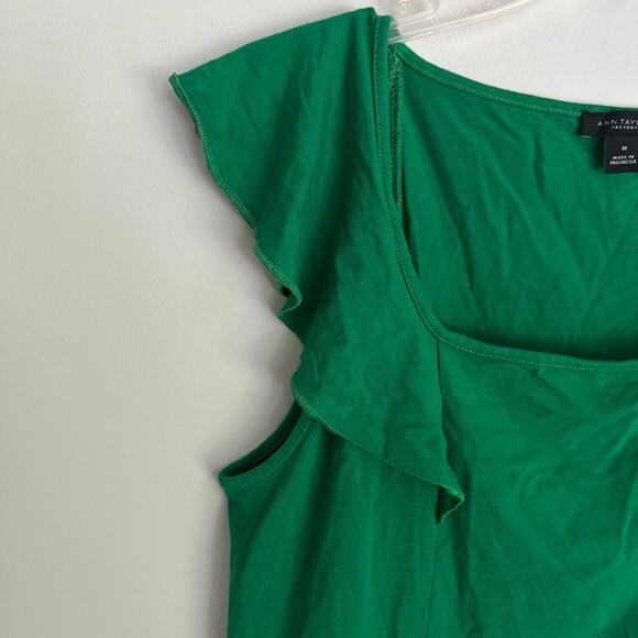 Ann Taylor Factory Green Flutter Sleeve tee shirt, size Medium - Picture 3 of 5
